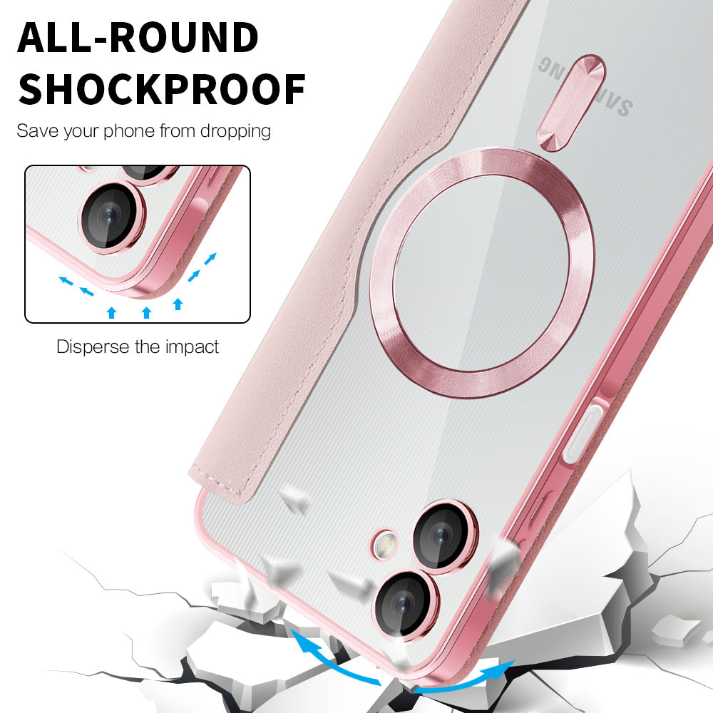 Coque MagSafe pour Samsung Galaxy A06 A065, Techsuit, SmartMag Book, Rose