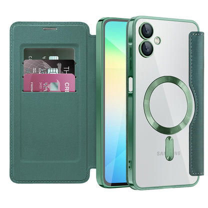 Coque MagSafe pour Samsung Galaxy A06 A065, Techsuit, SmartMag Book, Vert
