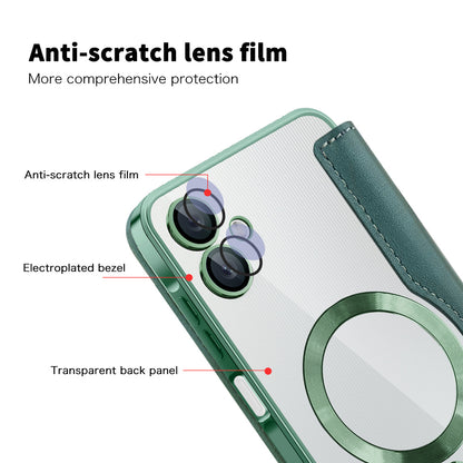 Coque MagSafe pour Samsung Galaxy A06 A065, Techsuit, SmartMag Book, Vert