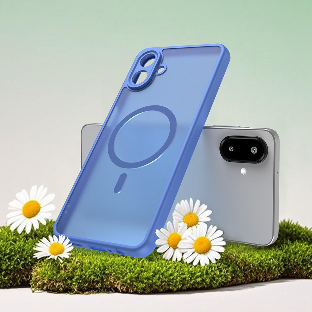 Coque MagSafe pour Samsung Galaxy A07 4G A075, Techsuit, HaloFrost II, Bleue