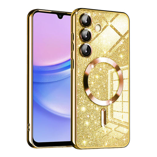 Coque MagSafe pour Samsung Galaxy A15 5G A156 / A15 A155, Techsuit, Luxury Glitter, Dorée