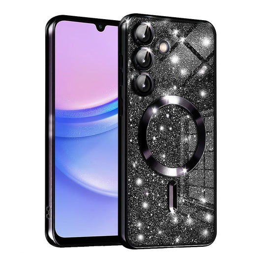 Coque MagSafe pour Samsung Galaxy A15 5G A156 / A15 A155, Techsuit, Luxury Glitter, Noire