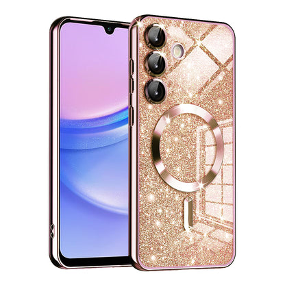 Coque MagSafe pour Samsung Galaxy A15 5G A156 / A15 A155, Techsuit, Luxury Glitter, Rose Doré