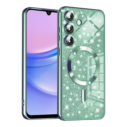 Coque MagSafe pour Samsung Galaxy A15 5G A156 / A15 A155, Techsuit, Luxury Glitter, Vert Clair