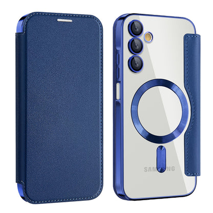 Coque MagSafe pour Samsung Galaxy A15 5G A156 / A15 A155, Techsuit, SmartMag Book, Bleue