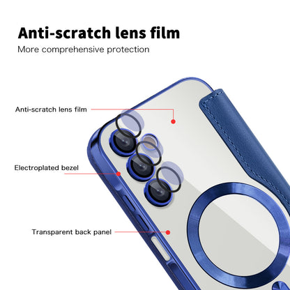 Coque MagSafe pour Samsung Galaxy A15 5G A156 / A15 A155, Techsuit, SmartMag Book, Bleue