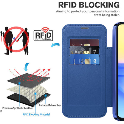 Coque MagSafe pour Samsung Galaxy A15 5G A156 / A15 A155, Techsuit, SmartMag Book, Bleue