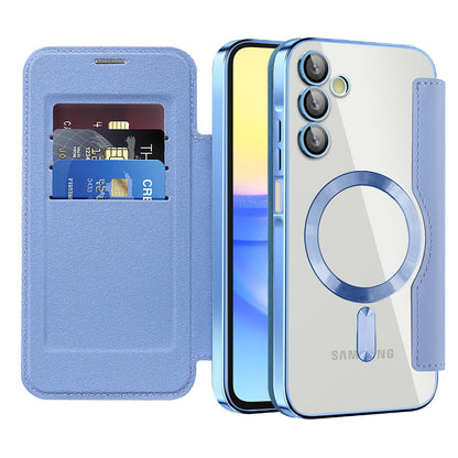Coque MagSafe pour Samsung Galaxy A15 5G A156 / A15 A155, Techsuit, SmartMag Book, Bleu