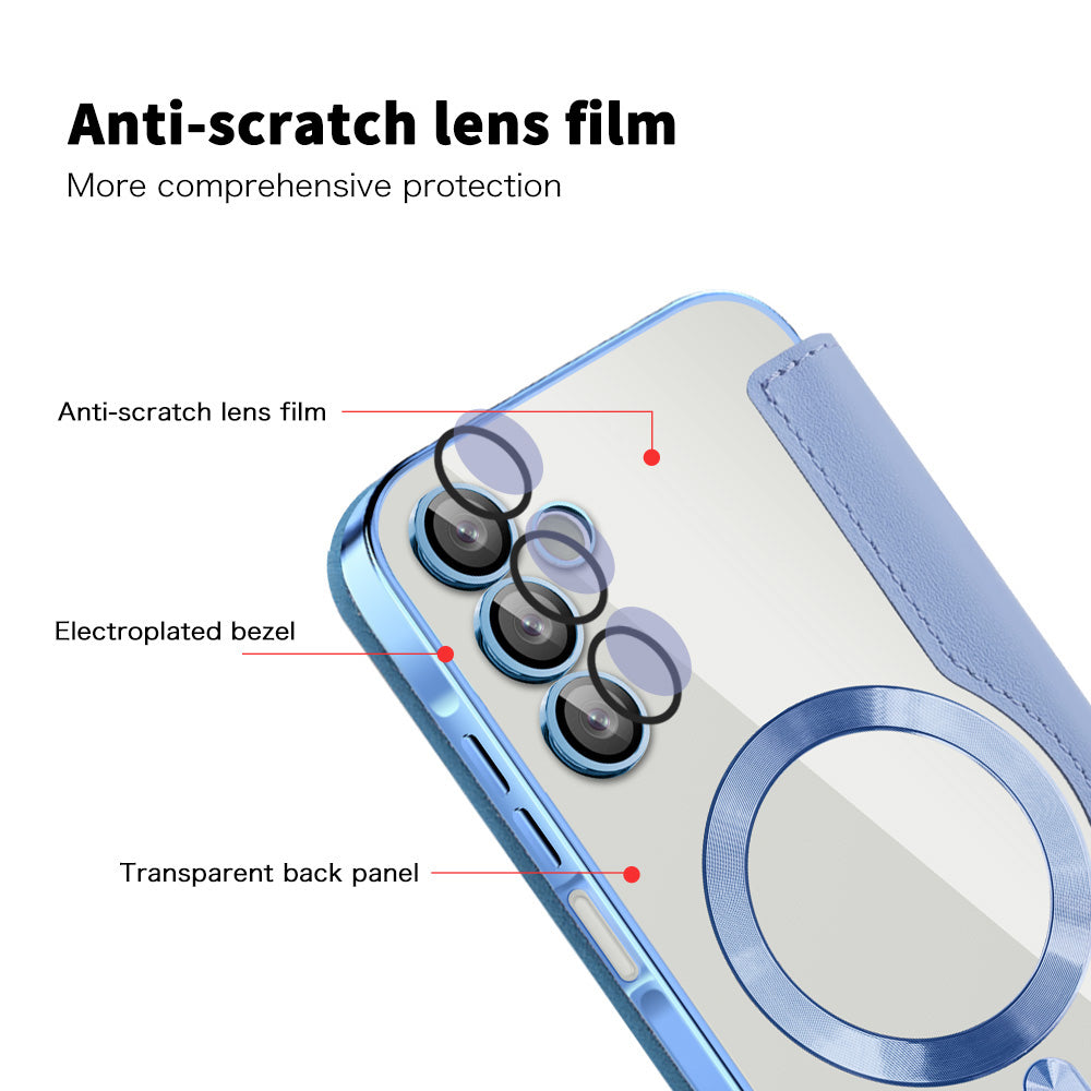 Coque MagSafe pour Samsung Galaxy A15 5G A156 / A15 A155, Techsuit, SmartMag Book, Bleu