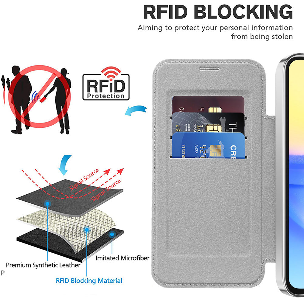 Coque MagSafe pour Samsung Galaxy A15 5G A156 / A15 A155, Techsuit, SmartMag Book, Gris