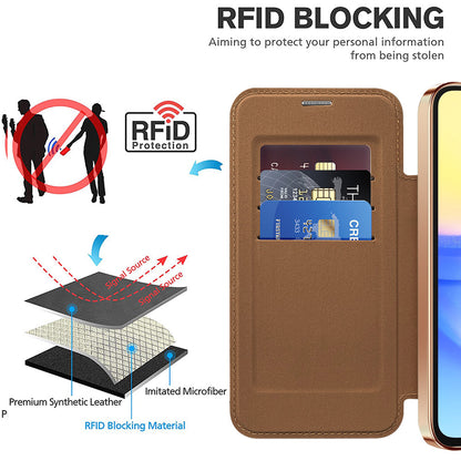 Coque MagSafe pour Samsung Galaxy A15 5G A156 / A15 A155, Techsuit, SmartMag Book, Marron