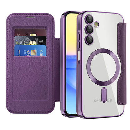 Coque MagSafe pour Samsung Galaxy A15 5G A156 / A15 A155, Techsuit, SmartMag Book, Violet
