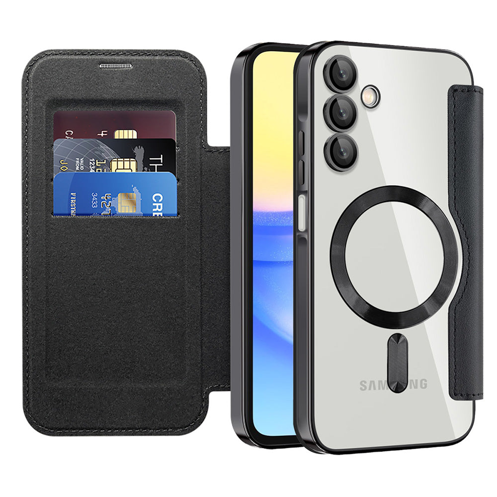 Coque MagSafe pour Samsung Galaxy A15 5G A156 / A15 A155, Techsuit, SmartMag Book, Noire