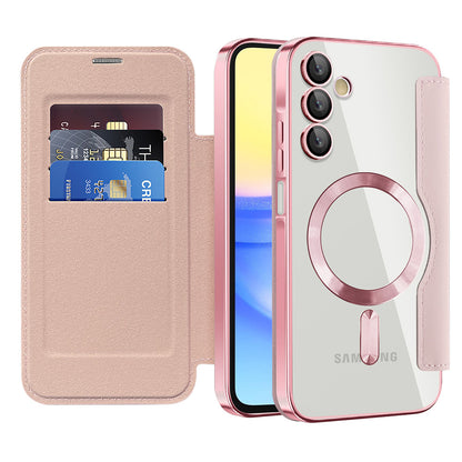 Coque MagSafe pour Samsung Galaxy A15 5G A156 / A15 A155, Techsuit, SmartMag Book, Rose