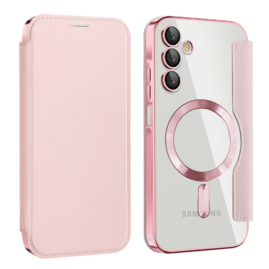 Coque MagSafe pour Samsung Galaxy A15 5G A156 / A15 A155, Techsuit, SmartMag Book, Rose