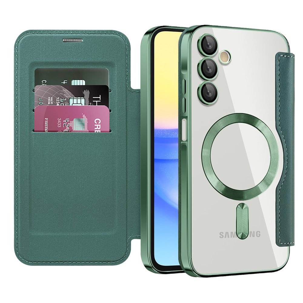 Coque MagSafe pour Samsung Galaxy A15 5G A156 / A15 A155, Techsuit, SmartMag Book, Vert