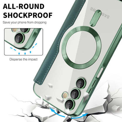 Coque MagSafe pour Samsung Galaxy A15 5G A156 / A15 A155, Techsuit, SmartMag Book, Vert