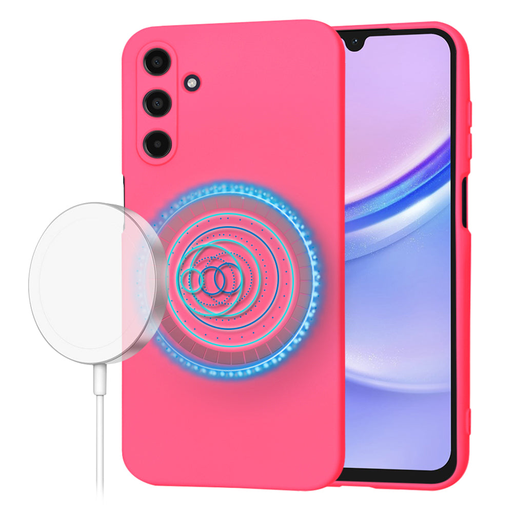Coque MagSafe pour Samsung Galaxy A15 A155, Techsuit, SoftFlex, Rose Foncé