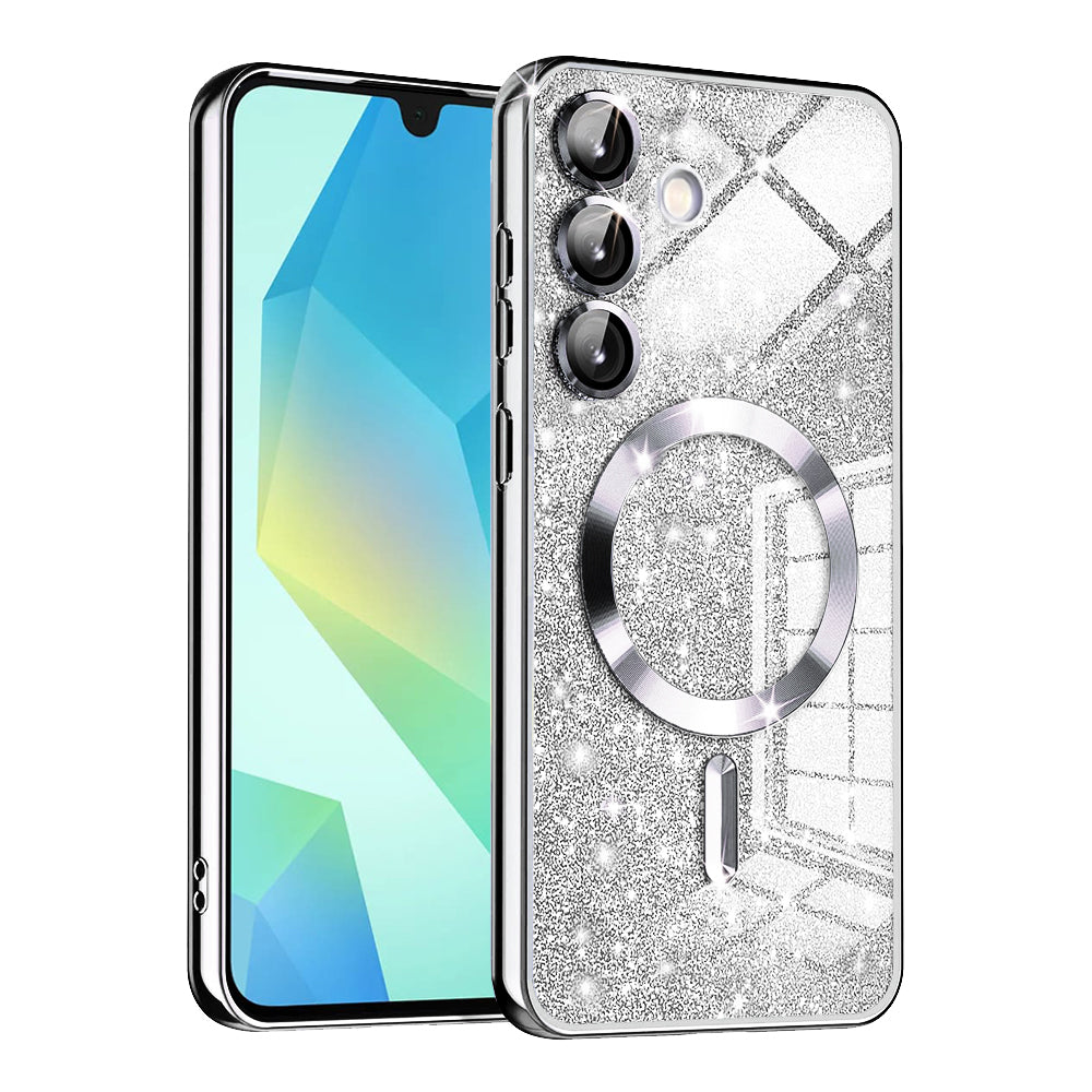 Coque MagSafe pour Samsung Galaxy A16 5G A166 / A16 4G A165, Techsuit, Luxury Glitter, Argentée