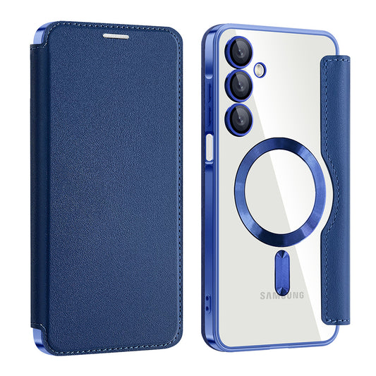 Coque MagSafe pour Samsung Galaxy A16 5G A166 / A16 4G A165, Techsuit, SmartMag Book, Bleue