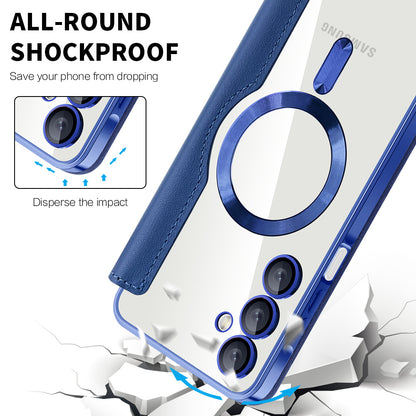 Coque MagSafe pour Samsung Galaxy A16 5G A166 / A16 4G A165, Techsuit, SmartMag Book, Bleue