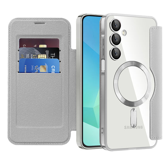 Coque MagSafe pour Samsung Galaxy A16 5G A166 / A16 4G A165, Techsuit, SmartMag Book, Gris