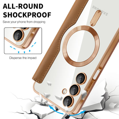 Coque MagSafe pour Samsung Galaxy A16 5G A166 / A16 4G A165, Techsuit, SmartMag Book, Marron