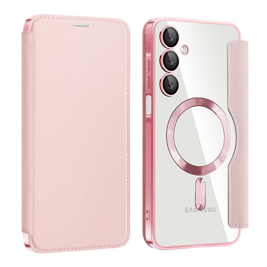 Coque MagSafe pour Samsung Galaxy A16 5G A166 / A16 4G A165, Techsuit, SmartMag Book, Rose