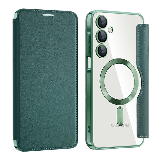 Coque MagSafe pour Samsung Galaxy A16 5G A166 / A16 4G A165, Techsuit, SmartMag Book, Vert