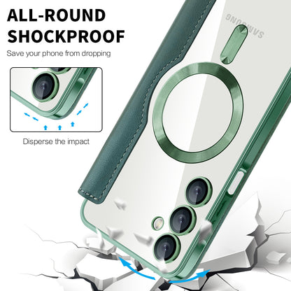 Coque MagSafe pour Samsung Galaxy A16 5G A166 / A16 4G A165, Techsuit, SmartMag Book, Vert