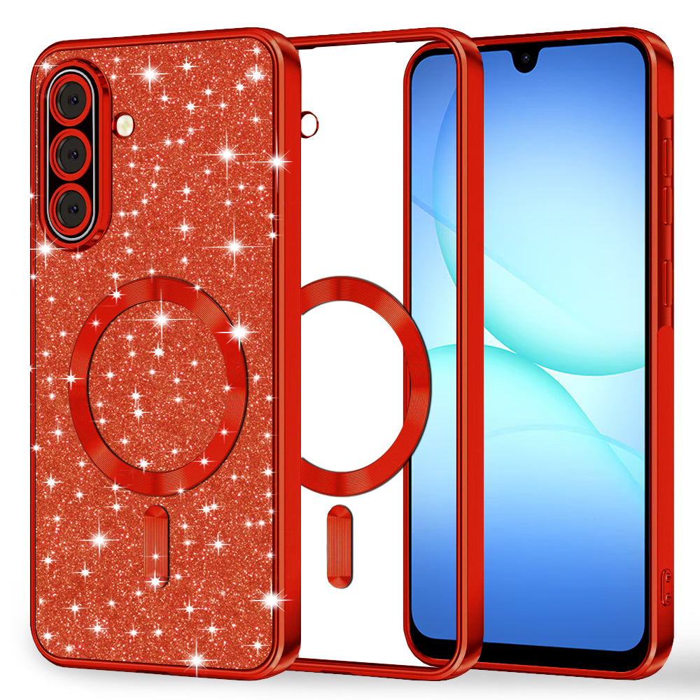Coque MagSafe pour Samsung Galaxy A17 4G / A17 5G, Techsuit, Luxury Glitter, Rouge