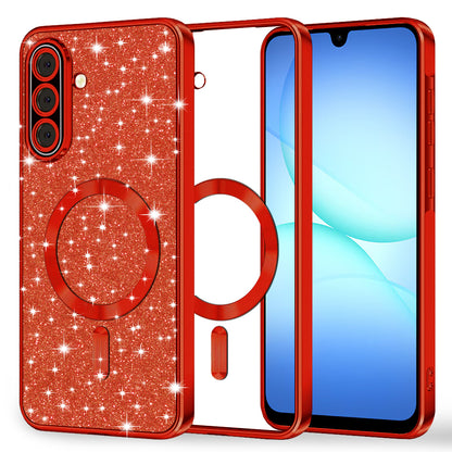 Coque MagSafe pour Samsung Galaxy A17 4G / A17 5G, Techsuit, Luxury Glitter, Rouge