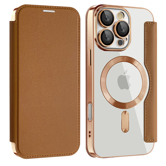 Coque MagSafe pour Samsung Galaxy A17 5G, Techsuit, SmartMag Book, Marron