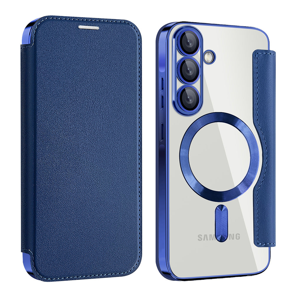 Coque MagSafe pour Samsung Galaxy A26 A266, Techsuit, SmartMag Book, Bleue