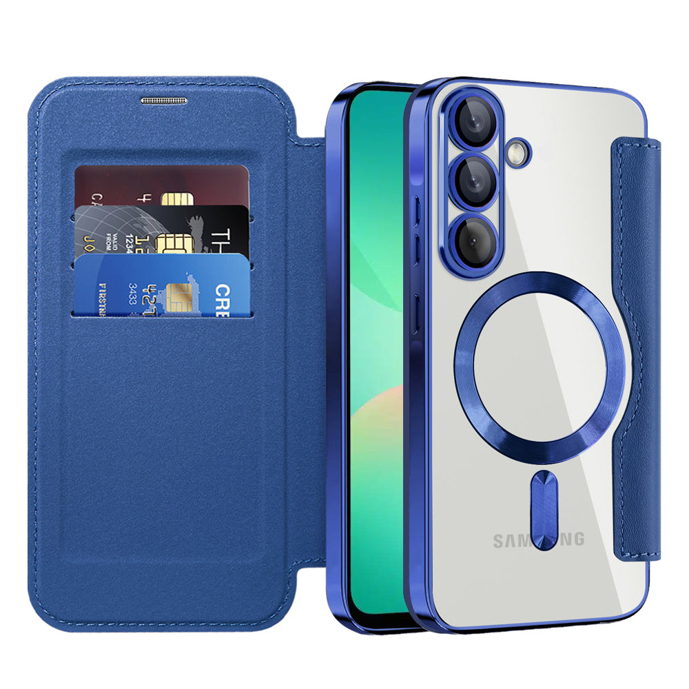 Coque MagSafe pour Samsung Galaxy A26 A266, Techsuit, SmartMag Book, Bleue