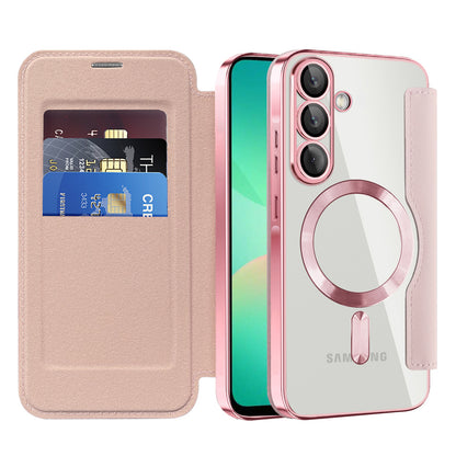Coque MagSafe pour Samsung Galaxy A26 A266, Techsuit, SmartMag Book, Rose