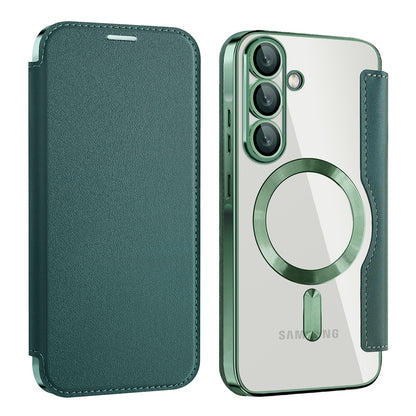 Coque MagSafe pour Samsung Galaxy A26 A266, Techsuit, SmartMag Book, Vert