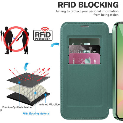 Coque MagSafe pour Samsung Galaxy A26 A266, Techsuit, SmartMag Book, Vert