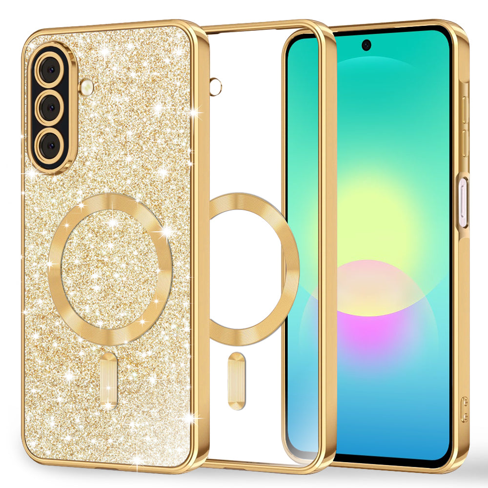 Coque MagSafe pour Samsung Galaxy A27 5G, Techsuit, Luxury Glitter, Dorée