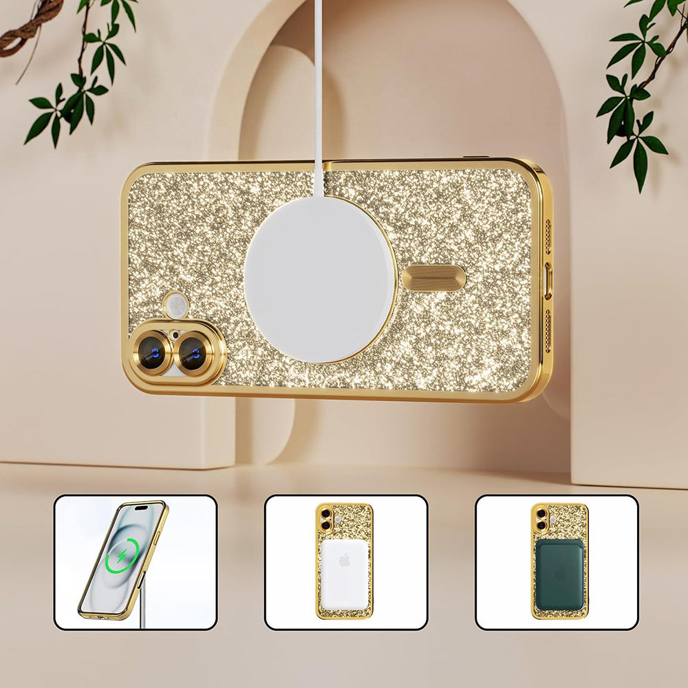 Coque MagSafe pour Samsung Galaxy A27 5G, Techsuit, Luxury Glitter, Bleu