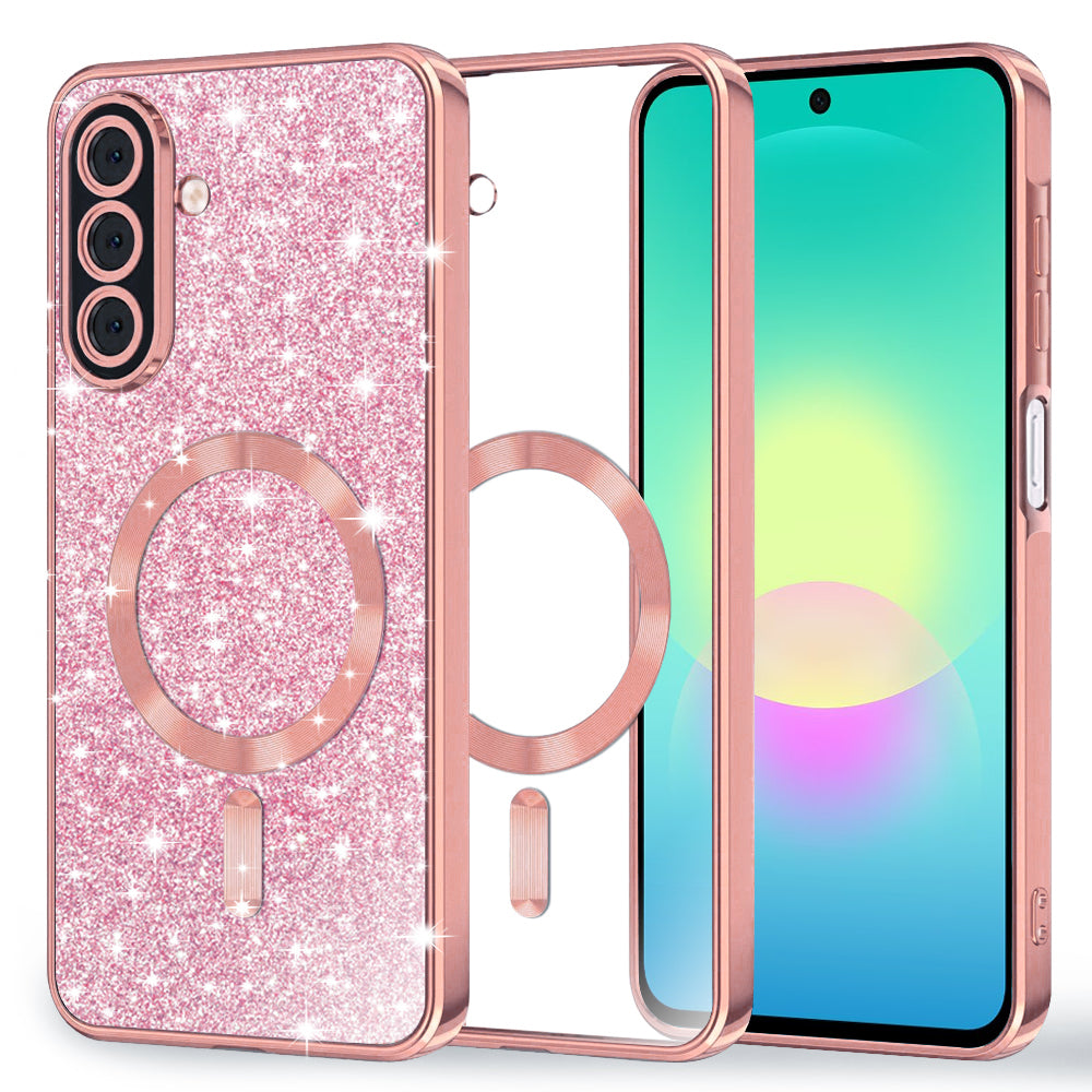 Coque MagSafe pour Samsung Galaxy A27 5G, Techsuit, Luxury Glitter, Rose Doré