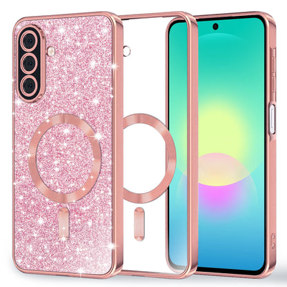 Coque MagSafe pour Samsung Galaxy A27 5G, Techsuit, Luxury Glitter, Rose Doré