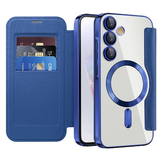 Coque MagSafe pour Samsung Galaxy A35 5G A356, Techsuit, SmartMag Book, Bleue
