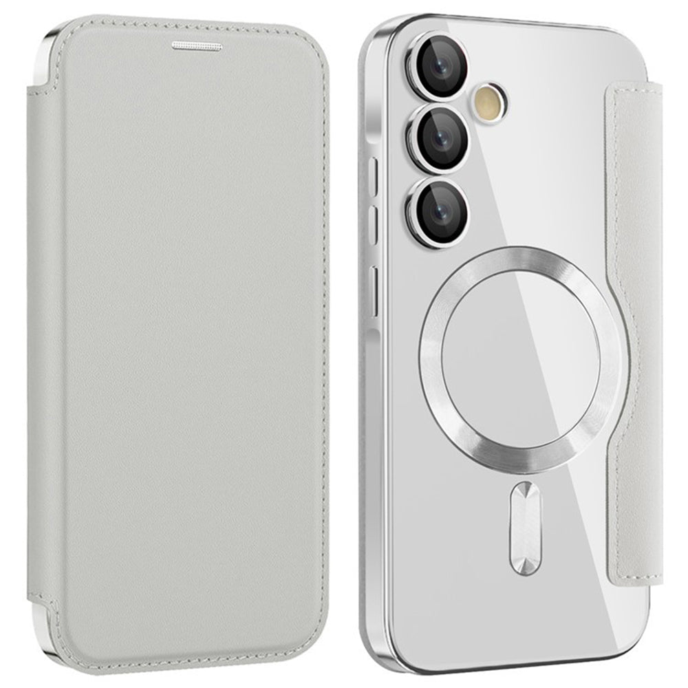Coque MagSafe pour Samsung Galaxy A35 5G A356, Techsuit, SmartMag Book, Gris