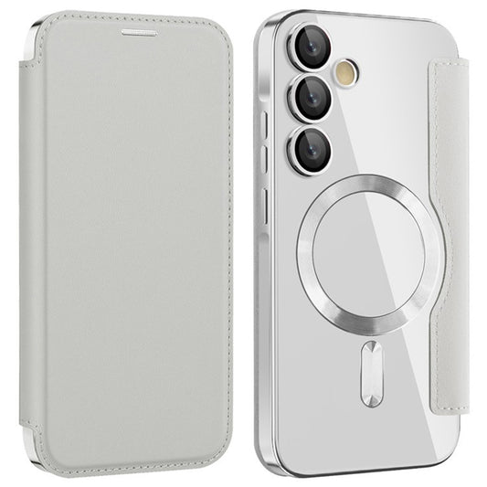 Coque MagSafe pour Samsung Galaxy A35 5G A356, Techsuit, SmartMag Book, Gris