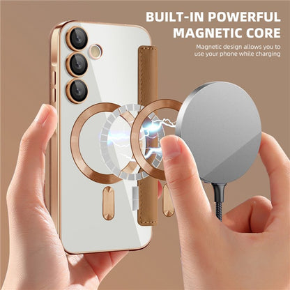 Coque MagSafe pour Samsung Galaxy A35 5G A356, Techsuit, SmartMag Book, Marron
