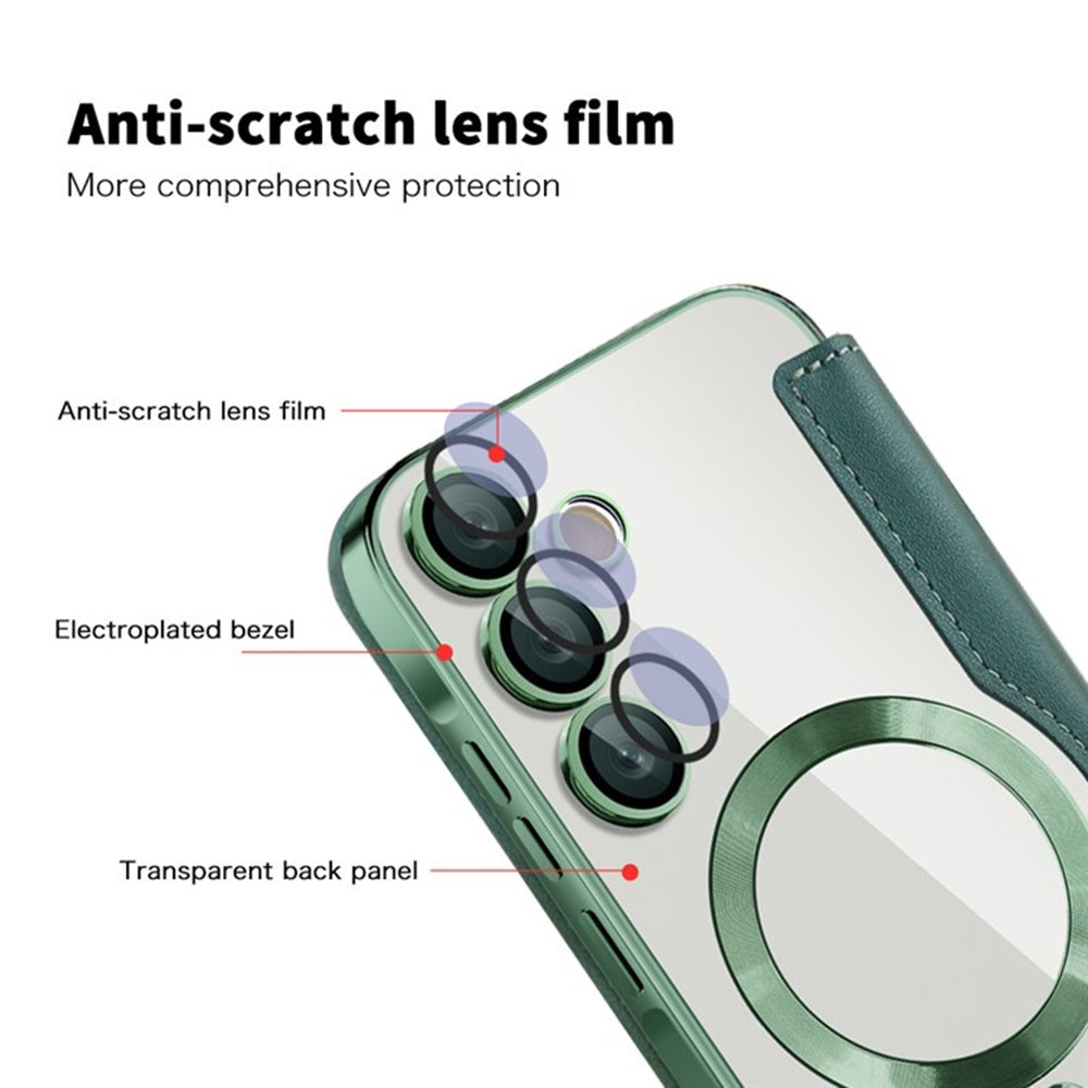 Coque MagSafe pour Samsung Galaxy A35 5G A356, Techsuit, SmartMag Book, Vert