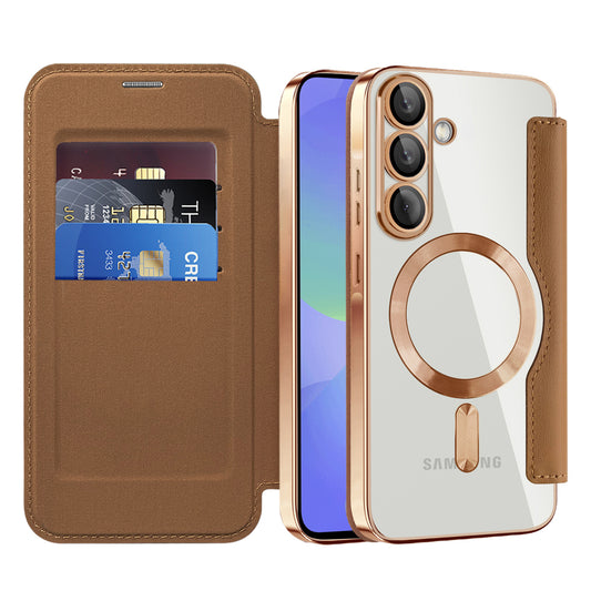 MagSafe Case for Samsung Galaxy A36 A366, Techsuit, SmartMag Book, Brown