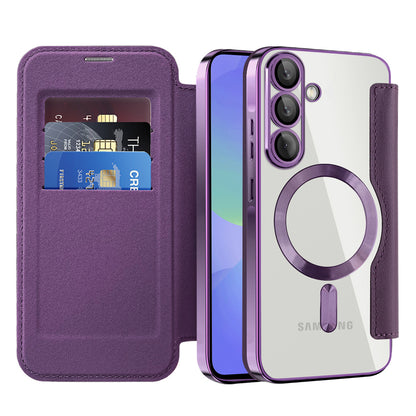 Coque MagSafe pour Samsung Galaxy A36 A366, Techsuit, SmartMag Book, Violet