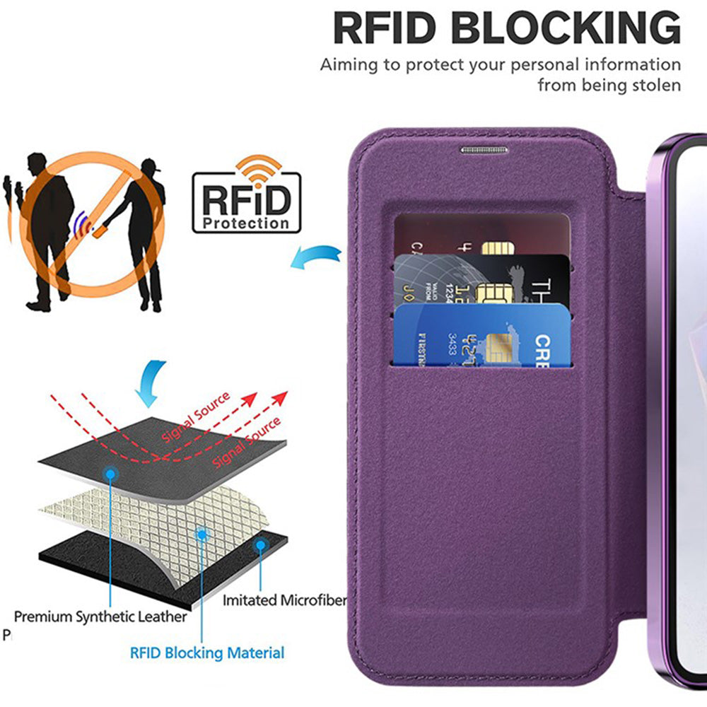 Coque MagSafe pour Samsung Galaxy A36 A366, Techsuit, SmartMag Book, Violet